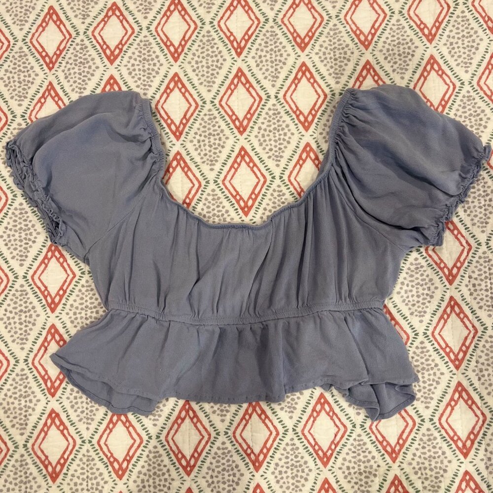 Garage Baby Blue Ruffle Crop Top - Picture 4 of 4